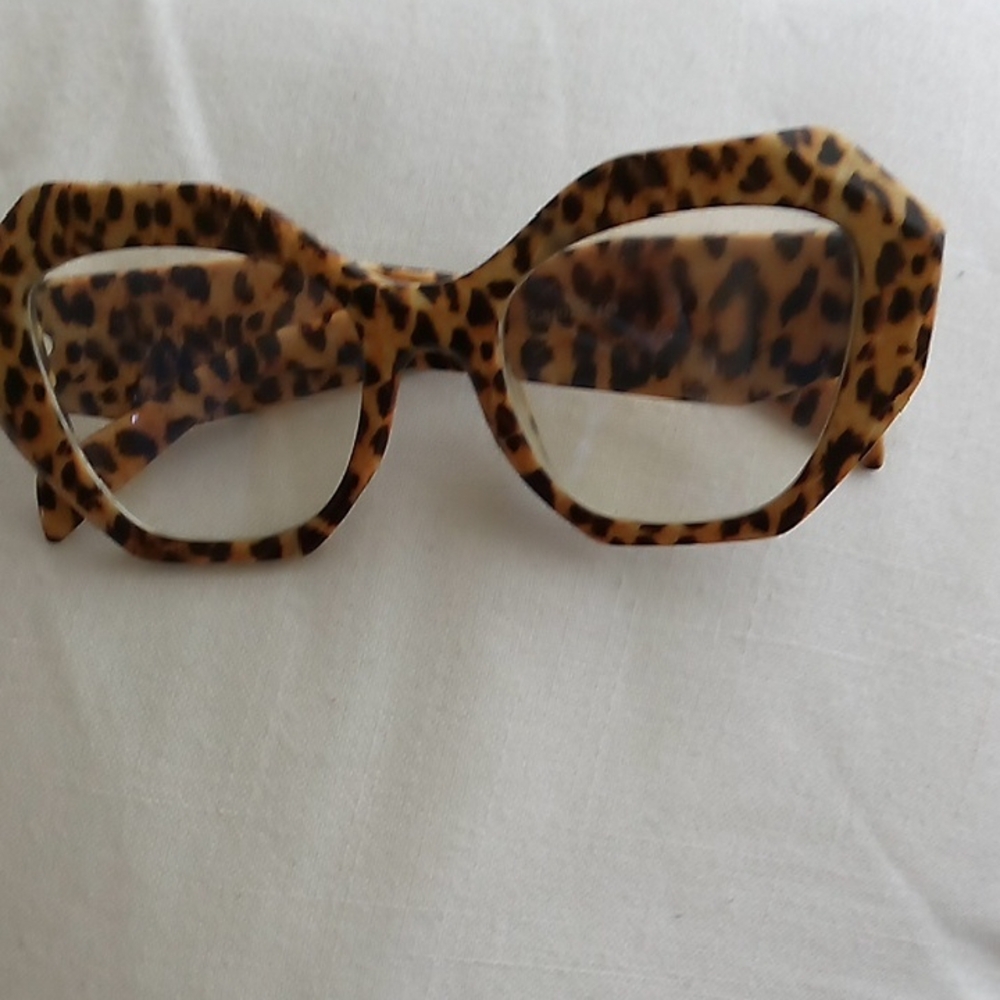 Leopard Print Oversized Square Glasses - Brown To… - image 1